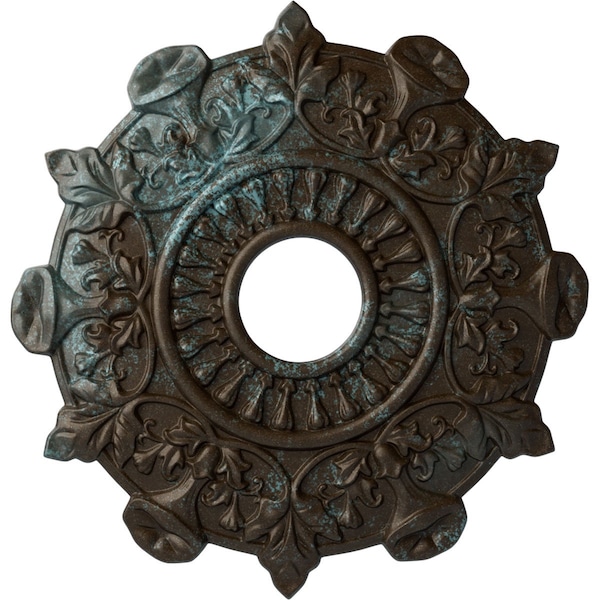 Ekena Millwork Preston Ceiling Medallion (Fits Canopies up to 4"), 17 1/2"OD x 4"ID x 1"P, Bronze Blue Patina CM17PRBBS - main